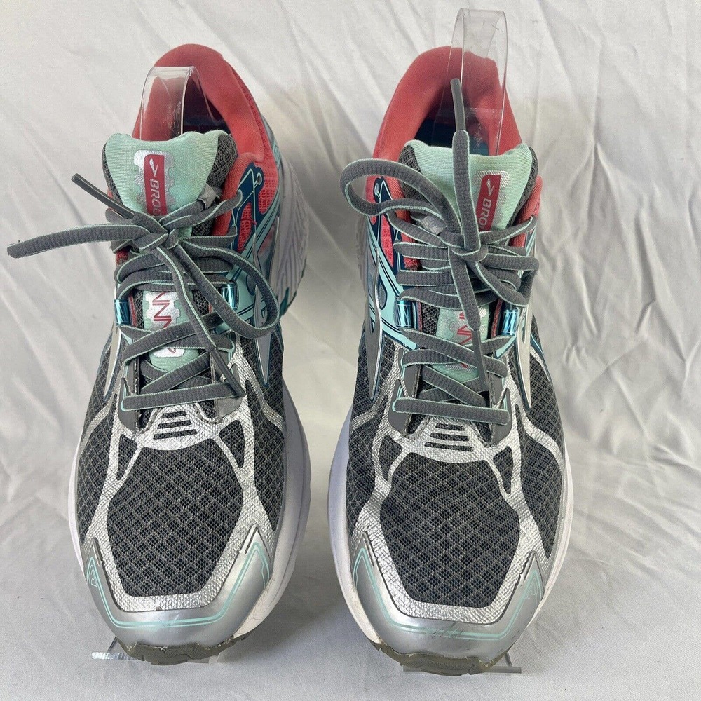 Brooks Ravenna Shoes Women US 10 B Running Pink Blue Aqua Lace Up Mesh Comfort